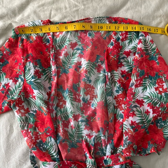 Floral Red Kimono Robe - Picture 4 of 4